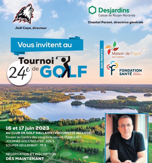 La Maison de l’envol et la Fondation Santé de Rouyn-Noranda vous invitent à leur tournoi de golf 2023 !!!